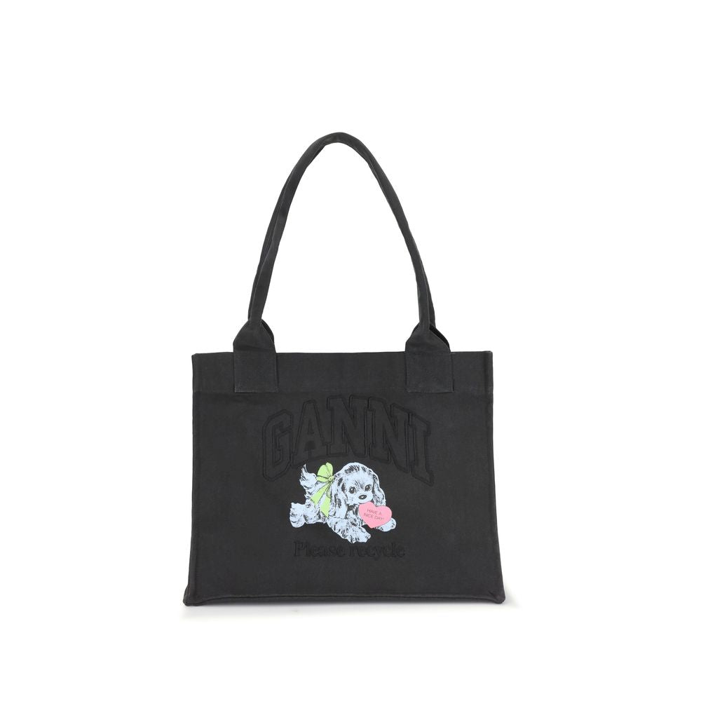 Ganni LARGE EASY SHOPPER POCKET DOG PRINT